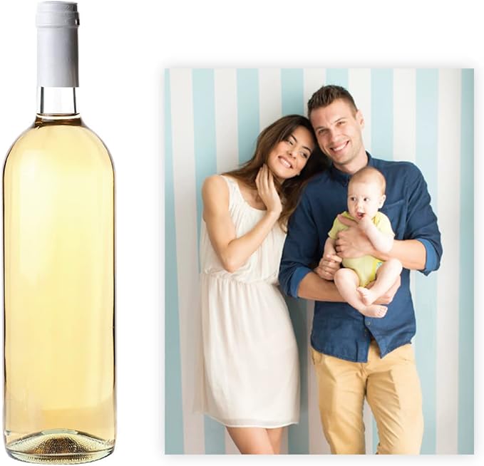 Andaz Press Bulk Photo Personalized Gift and Party Favors Collection, Wine Apple Cider Bottle Label Stickers, Custom Photo, 8-pack