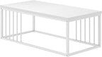 FOLUBAN White Coffee Table, Modern Rustic Wood and Metal Center Table, Industrial Rectangle Cocktail Tea Table for Living Room, White, 43.3 Inch