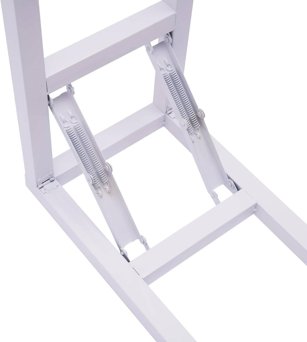 DYNAMI White Square Wedding Backdrop Stand,Metal Arch Backdrop Stand w/Foldable Base,Adjustable Height(1-2m) Rectangle Metal Stand for Wedding Party Decor,Installation-Free