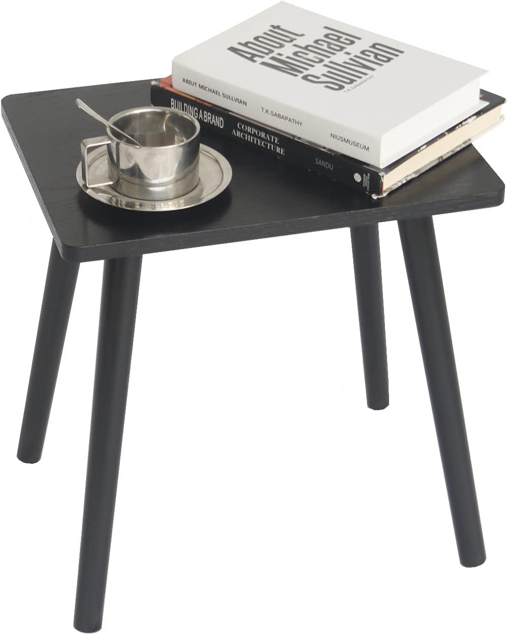AWASEN Side Table, Small Black End Table for Living Room Bedroom Office Small Spaces, Modern Accent Side Table Nightstand with Solid Wood, Easy Assembly, (Black)