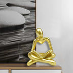 Gold Decor Thinker Statue Reading Women Figurine Abstract Art Sculpture Home Decor Modern Gold Decor Accents Golden Thinker Figurines for Living Room Shelves Bookshelf Office Shelf Desktop