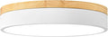 Dimmable Wood LED Ceiling Light Fixture, 5CCT 2700K-6000K Modern White Flush Mount Ceiling Lighting, Minimalist Round Ceiling Lamp for Bedroom, Kitchen, Laundry Room, Hallway, 11.81in