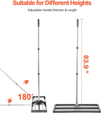 VEVOR Updated Lawn Leveling Rake with Roller, 30'' x 10" Stainless Steel Lawn Leveler with 83.9'' Adjustable Handle, Heavy Duty Yard Leveling Rake, Effort Saving Lawn Leveling Tool for Yard Golf Court