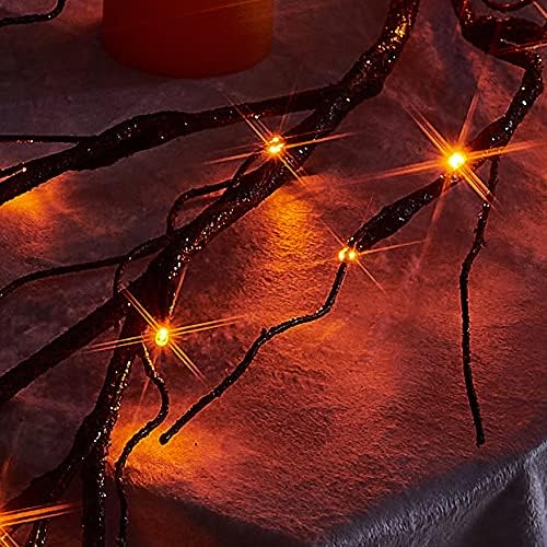 Birchlitland Halloween Lighted Garland Battery Operated with Timer 6FT 48 LED Fairy Lights, Faux Vine with Lights for Mantel Fireplace Wall Patio and Holiday Decor