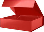 PACKHOME Large Gift Box 13.5x10x3.5 Inches, Sturdy Shirt Box with Magnetic Lid for Multiple Occasions (Glossy Red)