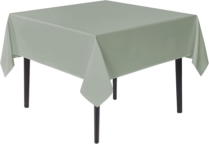 sancua Square Tablecloths 85x85 Inch - Sage Green Fabric Table Cloth for Square or Round Tables, Washable Polyester Table Cover for Outdoor Party, Birthday, Buffet, Resturant