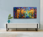 Tyed Art- Contemporary Art Landscape Oil Painting On Canvas Abstract Textured Tree Painting hand-painted acrylic frame wall art modern canvas painting 24x48inch