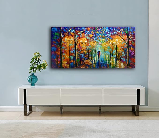 Tyed Art- Contemporary Art Landscape Oil Painting On Canvas Abstract Textured Tree Painting hand-painted acrylic frame wall art modern canvas painting 24x48inch