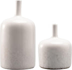 White Ceramic Vase Set - Set of 2 Table Vase, Ceramic Flower Vases for Centerpieces, White Reactive Long Neck Vases, Large Tabletop Living Room Decor 9.5 Inch Cynkeyee