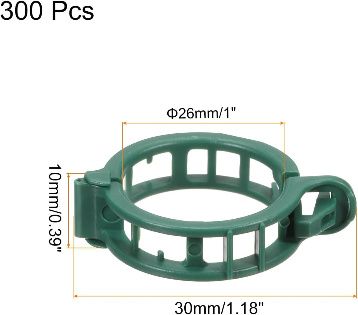 MECCANIXITY 300 Pcs Garden Plant Clips Fixing Clips Green 30mm Adjusting Plant Lever Loop Clips for Supporting Flower Vine Vegetables Climbing Plant Plant Stems