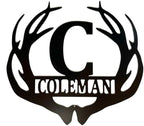 PK Décor Deer Antler Decor Family Last Name ACM Metal Sign For Man Cave, Personalized Monogram Antler and Name Gift for Couple Wedding, Anniversary, Birthday, Christmas