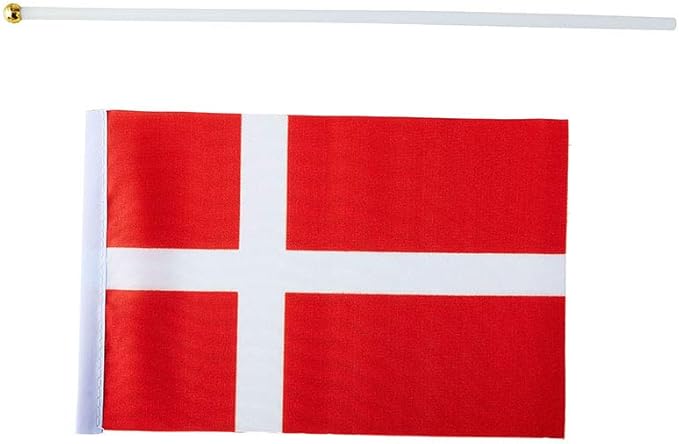 Denmark Flag Danish Flag, Small Mini Handheld Denmark Flags on Stick, Ideal for Party Parades Sports Events Patriotic Festival Decorations