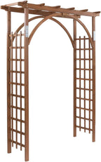 VINGLI 85in Wooden Arbor Garden Arch, Wedding Arch for Ceremony, Wood Trellis for Plant Climbing, Christmas Decor Pergola for Garden Backyard, Lawn (Brown)