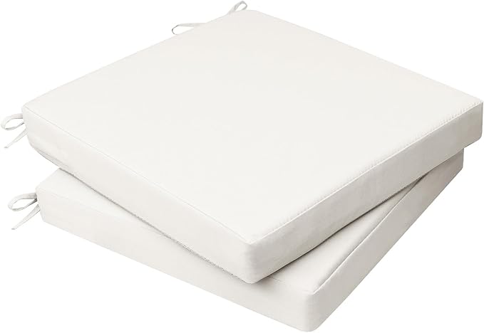 AAAAAcessories Outdoor Seat Cushions for Chairs, Waterproof, Fade-Resistant, 18" x 18" x 2", Patio Furniture Replacement Cushions, Set of 2, Creamy White