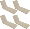 Chaise Lounge Cushions Outdoor Set of 4 - Waterproof and Fade Resistant Sun Lounger Replacement Cushion - Patio Lounger Pads with Removable Cover for Pool, Deck, Lawn, 72 x 21 x 3 Inch, Cream