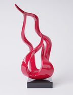Abstract Sculpture Decor Modern Arts Flame Figurine Table Centerpiece Statue Polyresin Red 16.5 inch