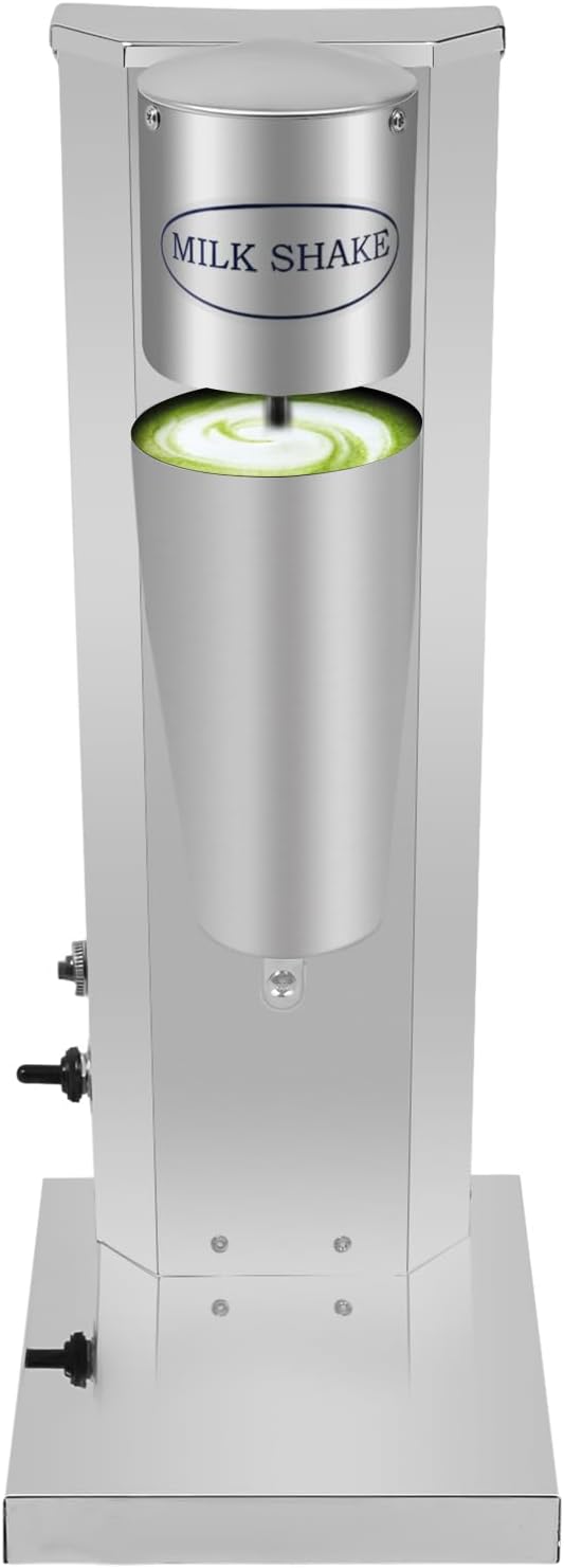 Electric Milkshake Maker, Commercial Stainless Steel Milk Shake Machine, Drink Mixers, 16000r/min & 800ml/Cup, Smoothie Milk Foam Tea Mixer Blender + 1 PP Cup, 180W 110V (1 Head)