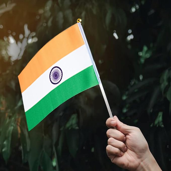 India Flag Indian Flag, Small Mini Handheld India Flags on Stick, Ideal for Party Parades Sports Events Patriotic Festival Decorations