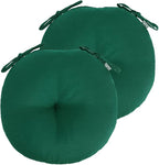 Bistro Chair Cushions 15 inch,Set of 2,Tufted Round Chair Cushions with Ties,15"x15"x4",Water Resistant Round Seat Cushion for Barstool Chairs,Patio Garden Kitchen Outdoor Furniture(Blackish Green)