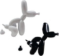 Balloon Dog Mini Poop Dog Decoration Desktop in Living Room Art Animal Small Statue, Bookshelf Decor (Black and White)