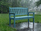 Psilvam 3-Person Outdoor Memorial Bench, All-Weather Poly Lumber Garden Bench, Rot-Resistant Outdoor Patio Bench for Park,Porch,and Church(Blue)