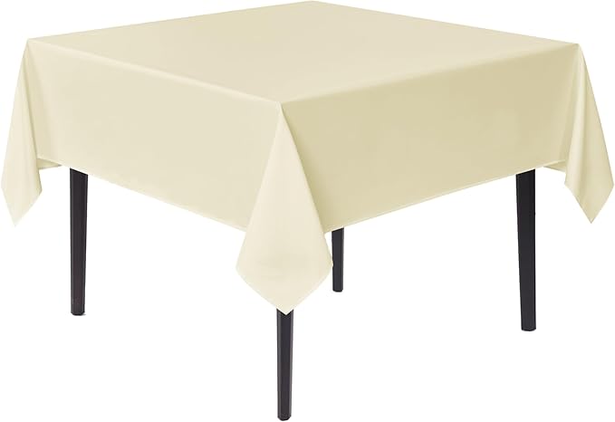 sancua Square Tablecloths 54x54 Inch - Beige Fabric Table Cloth for Square or Round Tables, Washable Polyester Table Cover for Dinner, Holiday Party, Decorative Display Tables