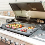 LITTLE GRIDDLE 100% Stainless Steel Griddle with Even Heat Cross Bracing and Removable Handles - For Grills, Camping, Tailgating, Silver, 25" x 16" x 6.5"