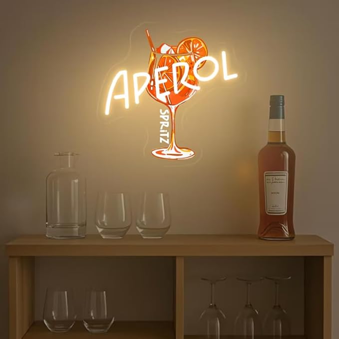 Aperol Spritz Cocktail Neon Sign, Cocktail Room Wall Decor,Aperol Spritz, Cocktail Aperol Spritz Neon Light,Spritz Lover Gifts,Neon Bar Sign Size:20x19inches