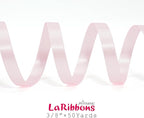 LaRibbons Light Pink Satin Ribbon 3/8 Inch 50 Yards Thin Luxury Double Faced Pink Silk Ribbon for Gift Wrapping Flower Bouquet Crafts Wedding BabyShower Decoration