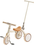 4-in-1 Toddler Tricycle with Adjustable Push Handle for 1-4 Year Old,Birthday Gift and Toy for Boys and Girls Removable Pedals Balance Bike&Scooter (White)