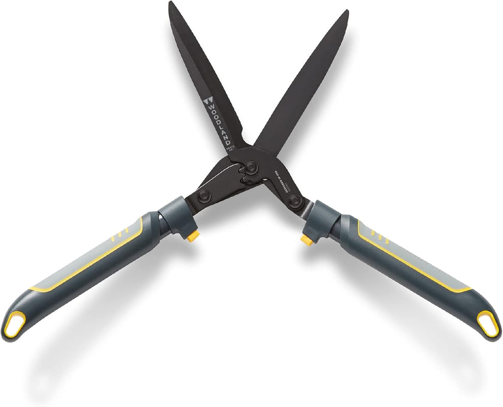 Woodland Tools Super Duty Hedge Shears, 23 Inch Manual Hedge Clippers with 10 Inch Gear-Assist Blades, Power Notch, and Non Stick Coating, Heavy Duty Trimmer for Thick Shrubs and Hedges