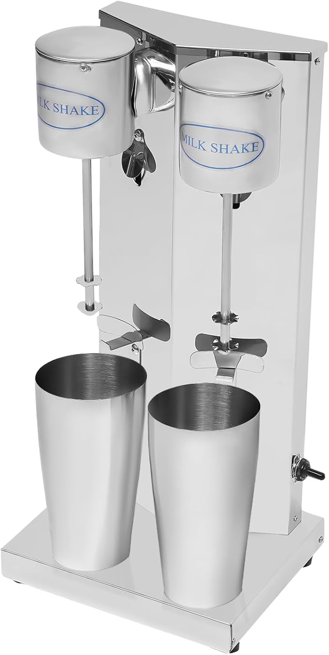 Milkshake Maker, Commercial Milk Shake Machine, Commercial Stainless Steel Milk Shaking Machine With Double Head Drink Mixer, With 2Pcs 65ml Cups