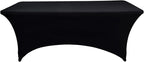 10-Pack 6ft Black Spandex Table Covers for Rectangle Standard Folding Tables - Wrinkle Resistant Stretch Tablecloths - Ultimate Fitted Table Protector for Parties, Banquet, Wedding