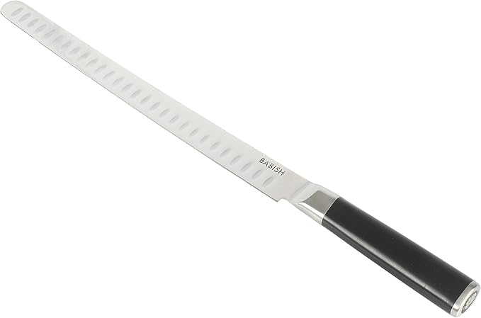 Babish High-Carbon 1.4116 German Steel 12 Inch Full Tang Forged Super Slicer Carving Kitchen Knife, Brisket, Meat and BBQ Knife W/Granton Edge
