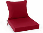 Summsun Outdoor Cushions for Patio Furniture, Double-Sided Waterproof Backrest and Seat Cushion Set with Removable Cover, 19 x 19 Inch, Red, 1 Set