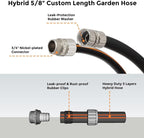 Giraffe Tools Garden Hose 30ft x 5/8", Custom Length, Heavy Duty, No Kink, Flexible, Rubber Garden Hose, Leakproof Water Hose with Male to Female Fittings, 600 Burst PSI