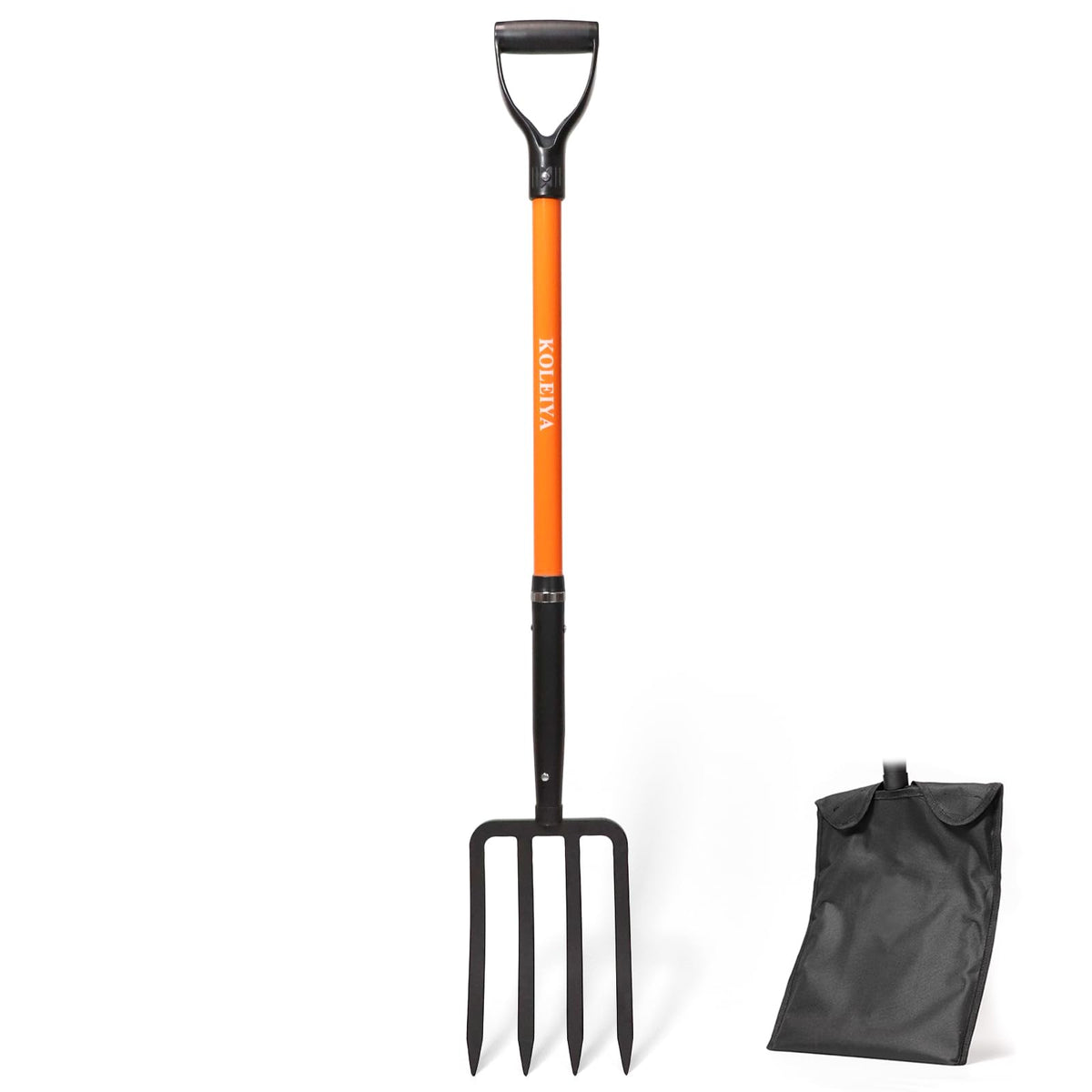 KOLEIYA 4-Tine Garden Fork,Heavy Duty Pitch Fork for Gardening,Digging Fork and Spading Fork for Loosening Soil,Compost Fork with Fiberglass Handle,45 Inch