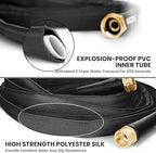 Giraffe Tools Garden Hose 75FT Lightweight Lay Flat Water Hose Kink Free Flexible Hose with 9 Spray Function Nozzle（Black）
