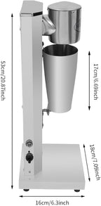 Electric Milkshake Maker, Commercial Stainless Steel Milk Shake Machine, Drink Mixers, 16000r/min & 800ml/Cup, Smoothie Milk Foam Tea Mixer Blender + 1 PP Cup, 180W 110V (1 Head)