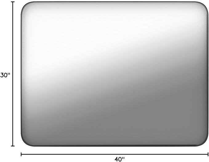 LOAAO 40X30 Inch Black Metal Framed Bathroom Mirror for Wall, Matte Black Bathroom Vanity Mirror Farmhouse, Large Rounded Rectangle Mirror, Anti-Rust, Tempered Glass, Hangs Horizontally or Vertically