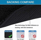 H.VERSAILTEX Bathroom Rugs Bath Rug Set 2 Piece Bathroom Contour Rug Toilet Mat Sets Non Slip Contour Bath Rug Ultra Thick Water Absorbent Striped Bath Mats Washable(47" x 17" Plus 20" x 20" U, Black)