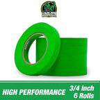 LAUCO DINOGREN High Performance Masking Tape for Car Paint, Heat & Water Resistant, Multi-Purpose Green (0.75 in (6 Rolls))