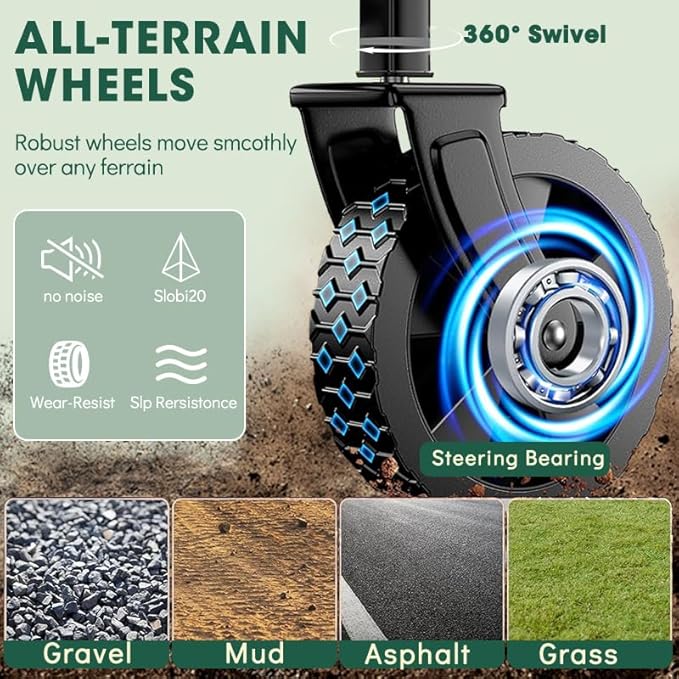 Collapsible Wagon with Wheels, 370lbs Weight Capacity Foldable Beach Wagon with Flexible Handle Portable Utility Wagon Cart for Outdoor, Grocery, Garden, Camping