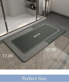 MontVoo Bath Mat - Non Slip Super Absorbent Stain Resistant Quick Dry Thin Bath Mat - 17"x35" Dark Grey