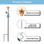 ESTTOP Flower Rain Gauge Outdoor, 5 Inch Glass Tube Freeez-Proof Metal Stake Weather-Resistant Rain Gauge-Lawn and Garden Yard Decor for Accurate Precipitation Measurement