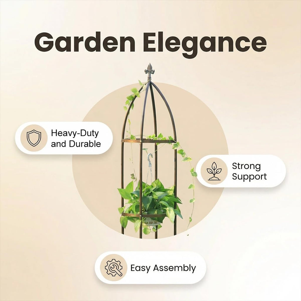 Garden Obelisk Trellis 100% Metal Heavy Duty 5.5 ft for Climbing Vines
