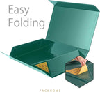PACKHOME Extra Large Gift Box 17.5x11.3x4.3 Inches, Sturdy Shirt Box with Magnetic Lid for Clothes and Large Gifts (Glossy Dark Green)