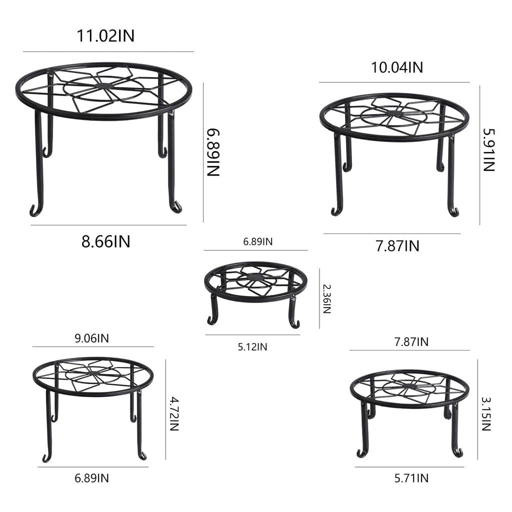 Autopromake 5 Pack Metal Plant Stands,Heavy Duty Potted Holder for Flower Pot,Indoor Outdoor Metal Rustproof Iron Garden Container Round Supports Rack for Planter