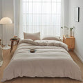 FACE TWO FACE Bedding Duvet Cover Set100% Washed Cotton Duvet Cover Linen Like Textured Breathable Durable Soft Comfy (King, Tannish Linen Grey)