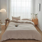 FACE TWO FACE Bedding Duvet Cover Set100% Washed Cotton Duvet Cover Linen Like Textured Breathable Durable Soft Comfy (King, Tannish Linen Grey)